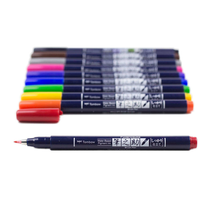 Fudenosuke Colors Calligraphy Brush Pens 10-Pack