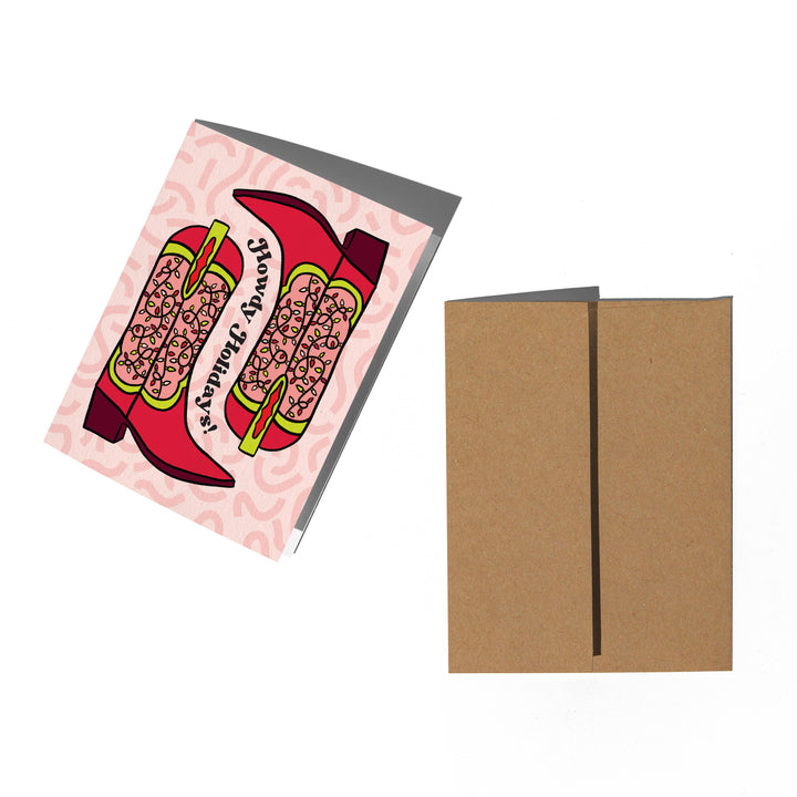 Howdy Holidays Cowboy Boot Card: Single card