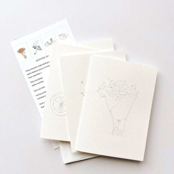 Love sweet love paintable watercolor notecard set