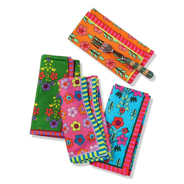 Spring Floral Napkins Mixed S/4