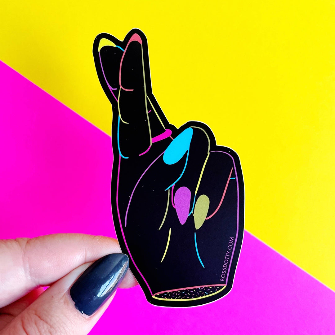Fingers Crossed Sticker