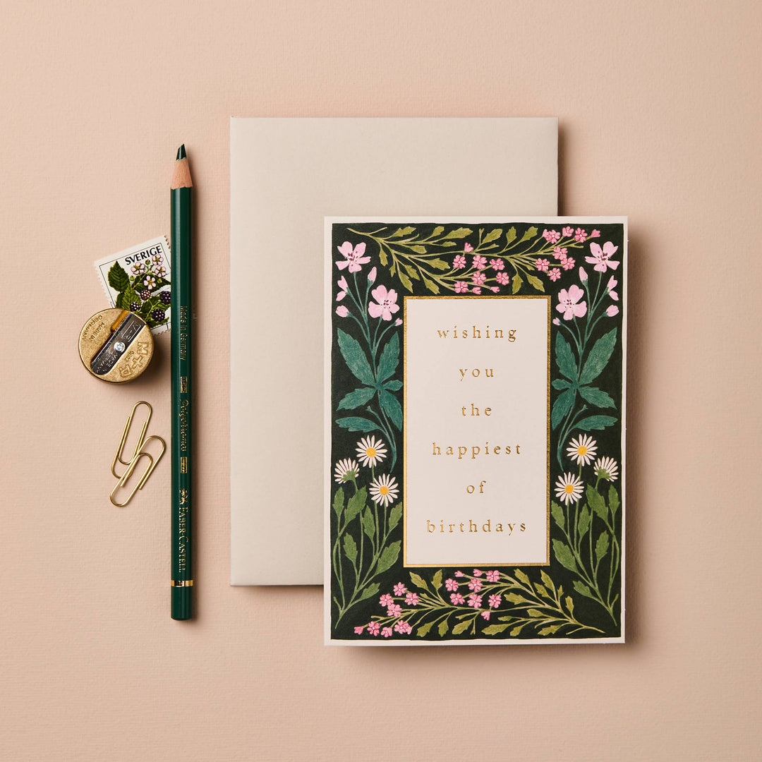 Meadow Border 'Happiest of Birthdays' Card