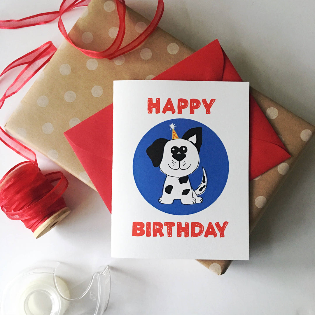 Puppy Dog Birthday Card - kid greeting card boys or girls