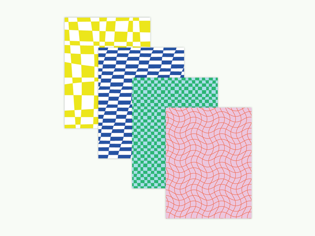 Space Time Checks Assorted Pattern Blank Greeting Card Set