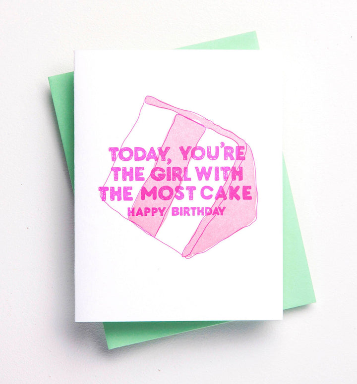 Girl With The Most Cake - birthday greeting card
