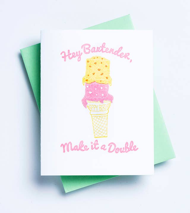 Make It Double - Ice Cream Cone Birthday, Greeting Card