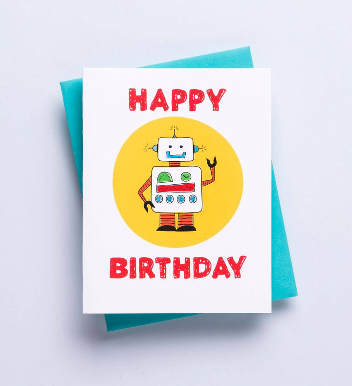 Robot Birthday Card - kids Birthday greeting card