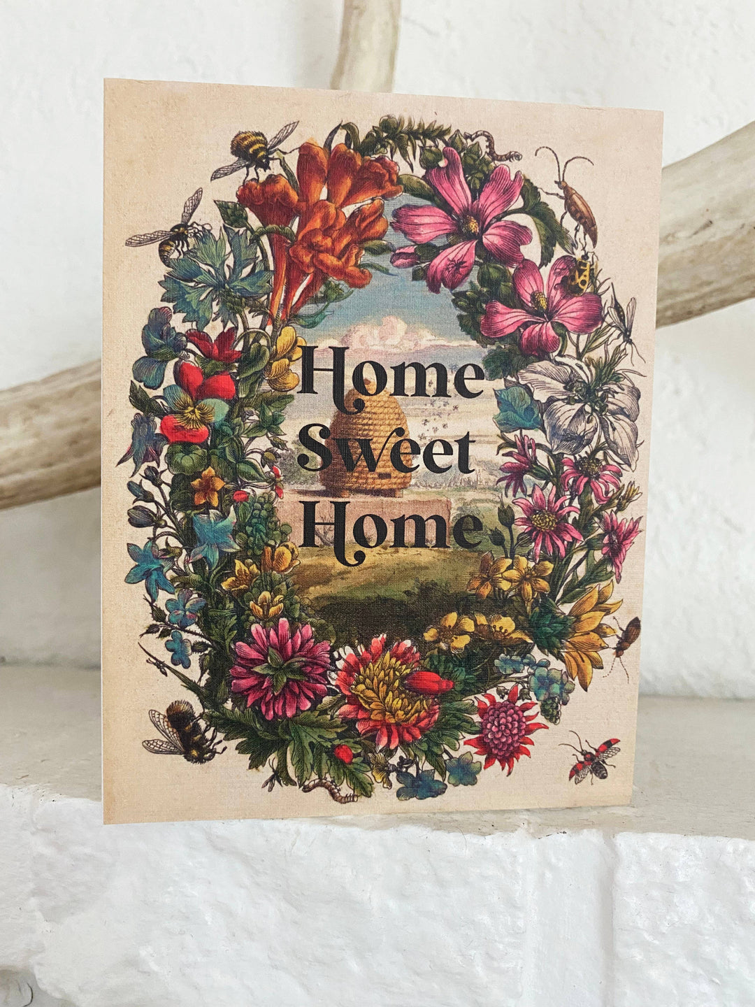 Home Sweet Home Cute Beehive Flowers Card - Love