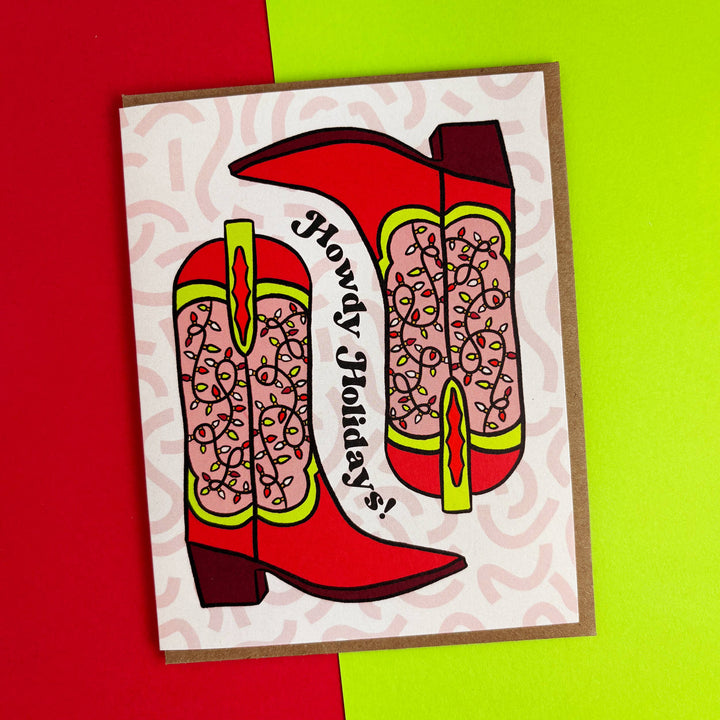 Howdy Holidays Cowboy Boot Card: Single card