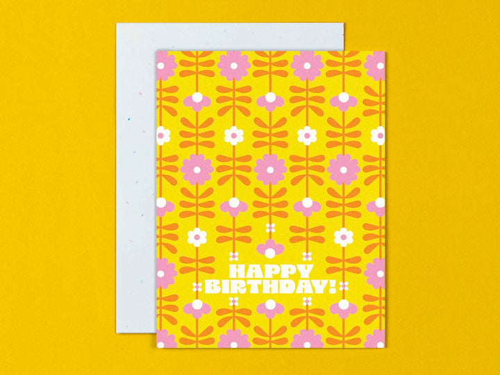 Flower Tower • Retro Flower Pattern Birthday Card