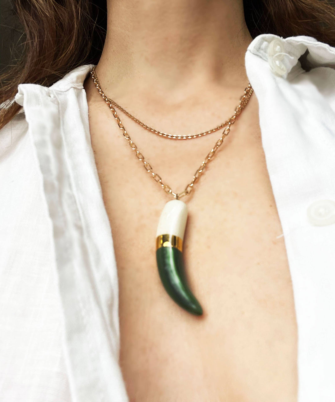 Shark tooth necklace: Lime Green