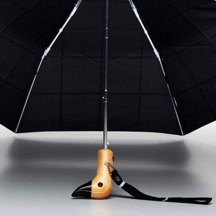 Stylish Black Grid Compact Eco-friendly Duck Umbrella