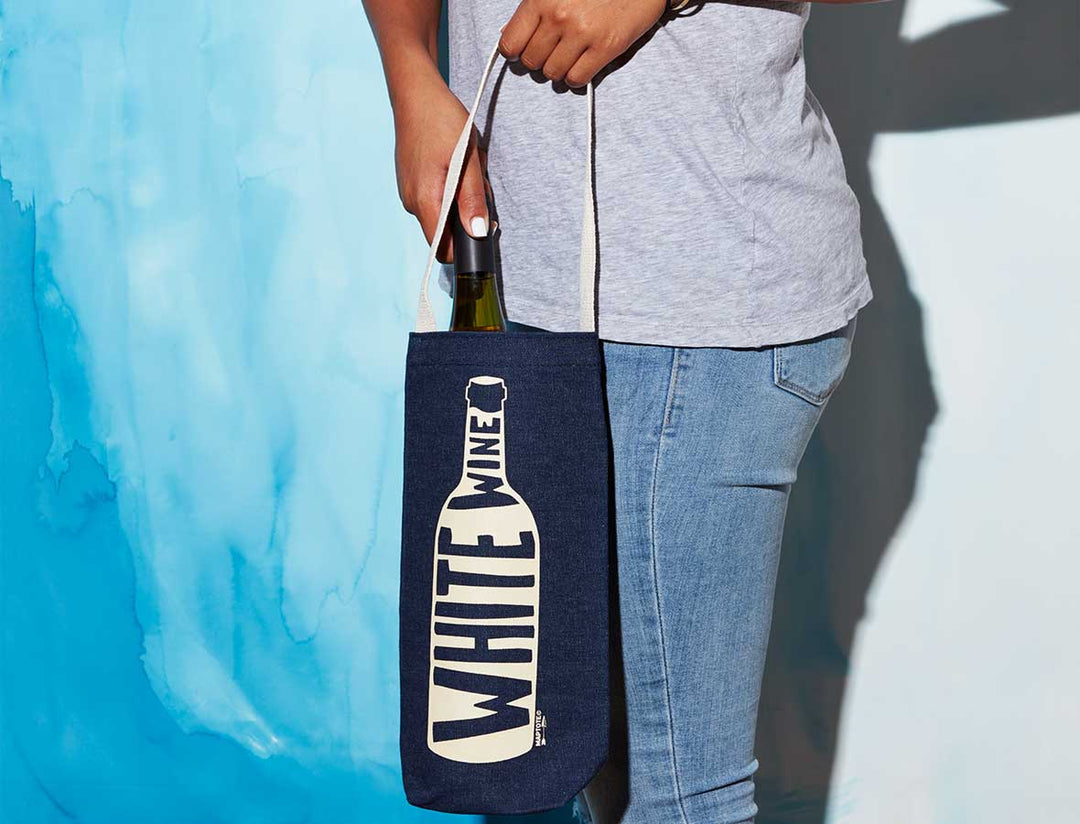 White Single Wine Totes: Natural