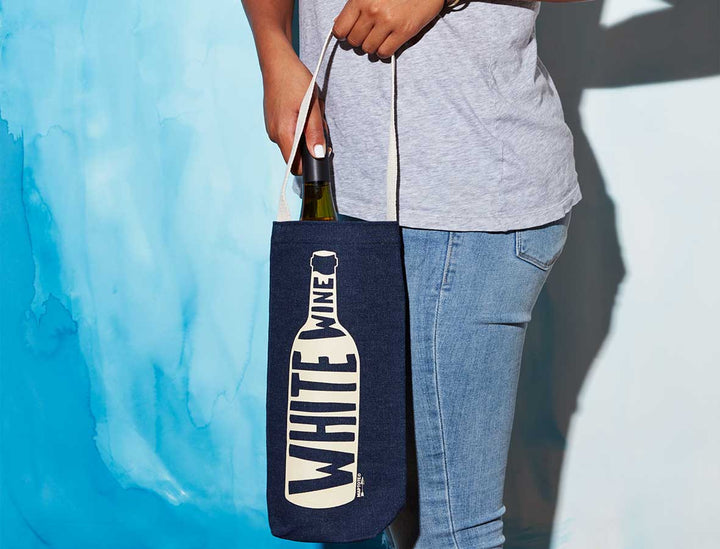 White Single Wine Totes: Natural