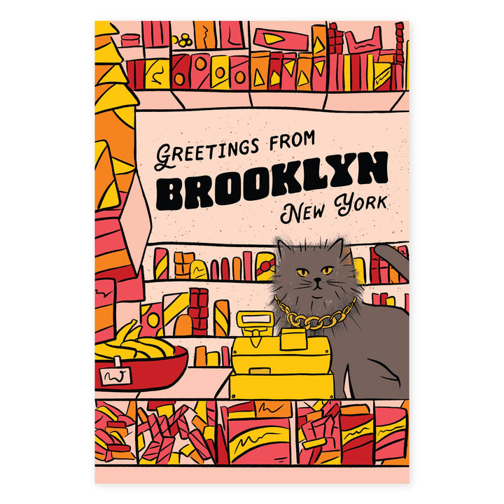 Greetings From Brooklyn Bodega Cat Postcard