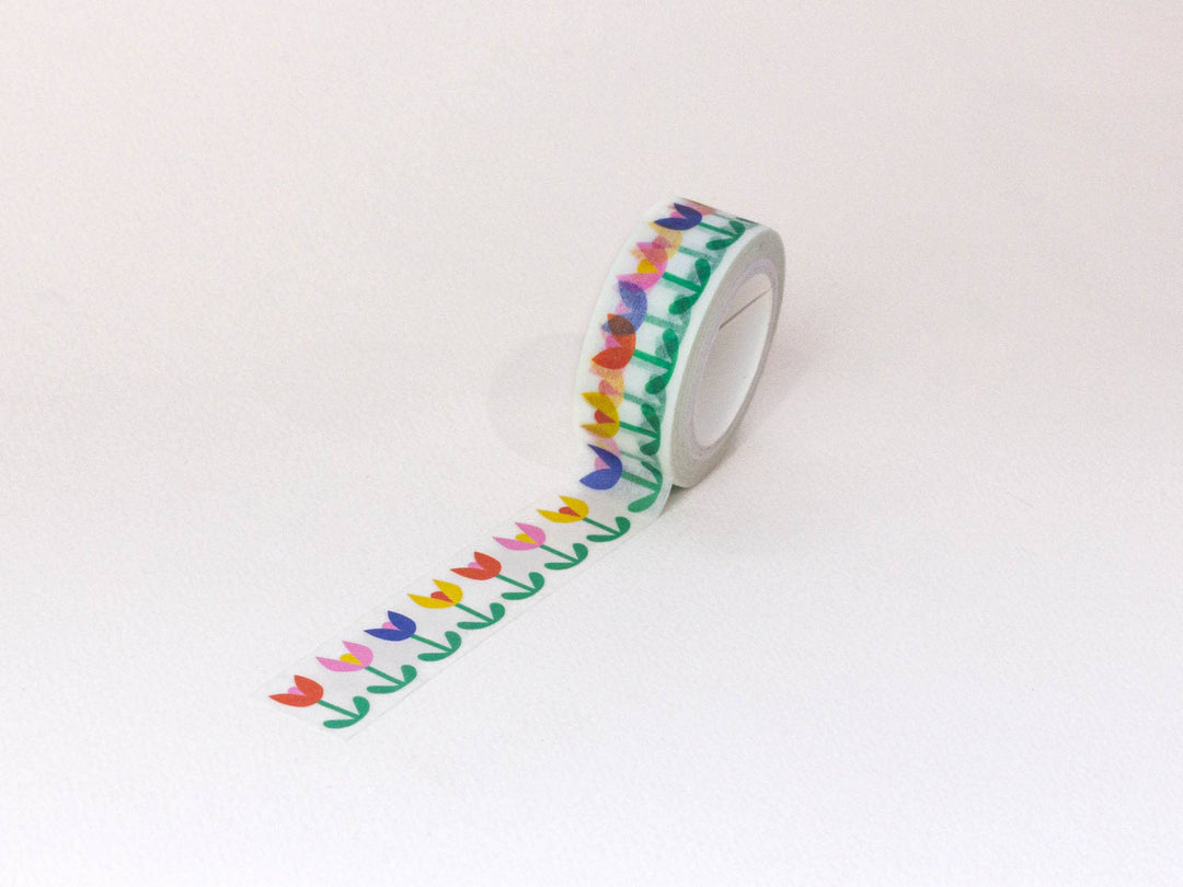 Tulip Dance 15mm • Retro Floral Washi Tape