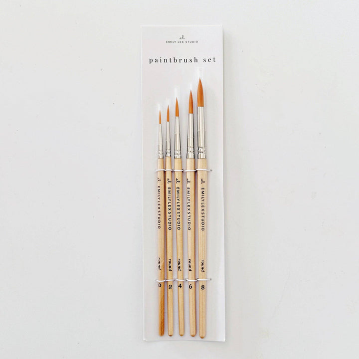 Watercolor Wood Paint Brushes Set of 5