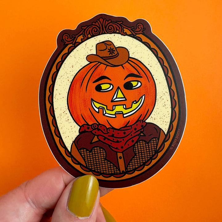 Cowboy Jack-O-Lantern Sticker