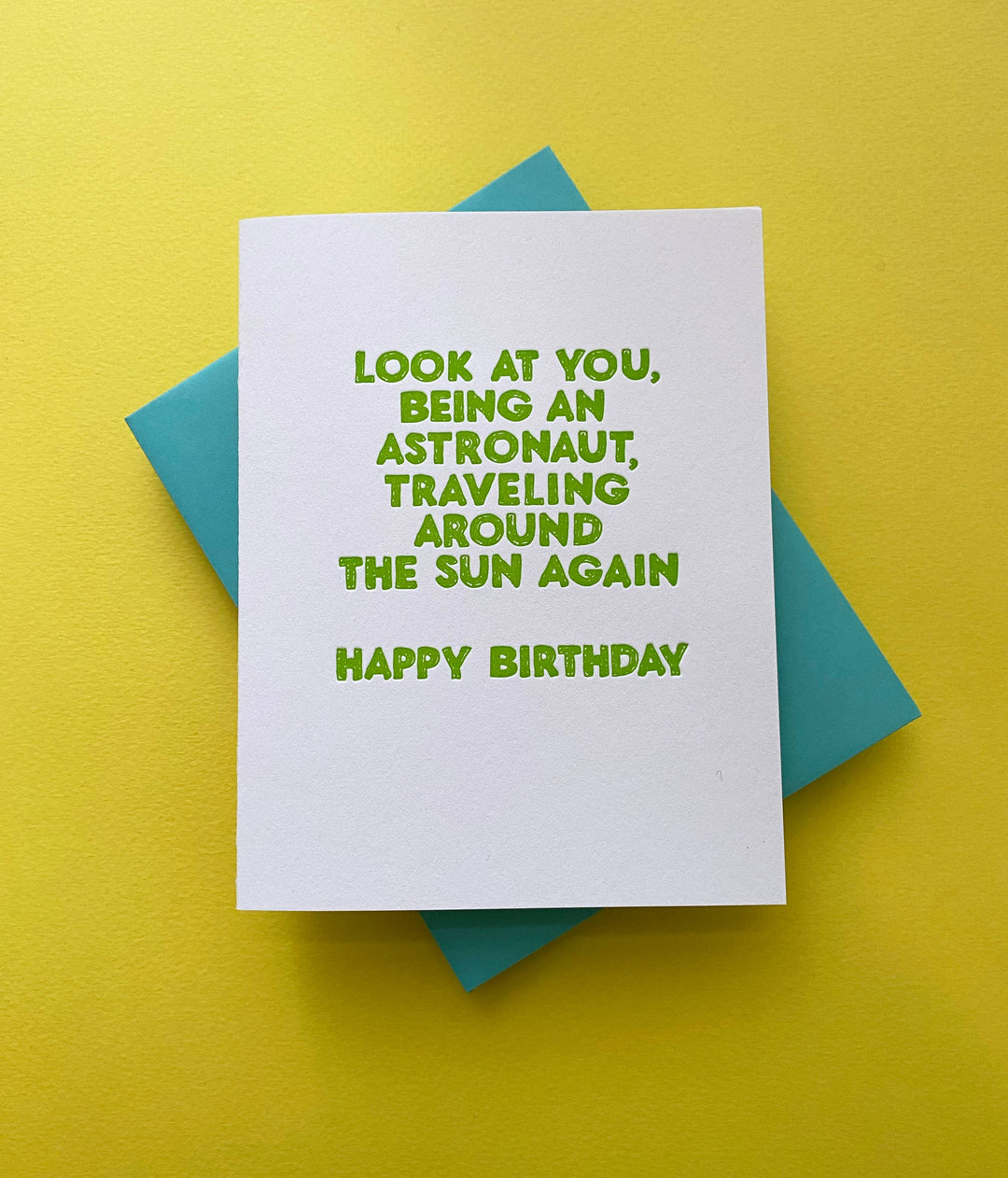 ASTRONAUT BIRTHDAY TRAVELING AROUND THE SUN - greeting card