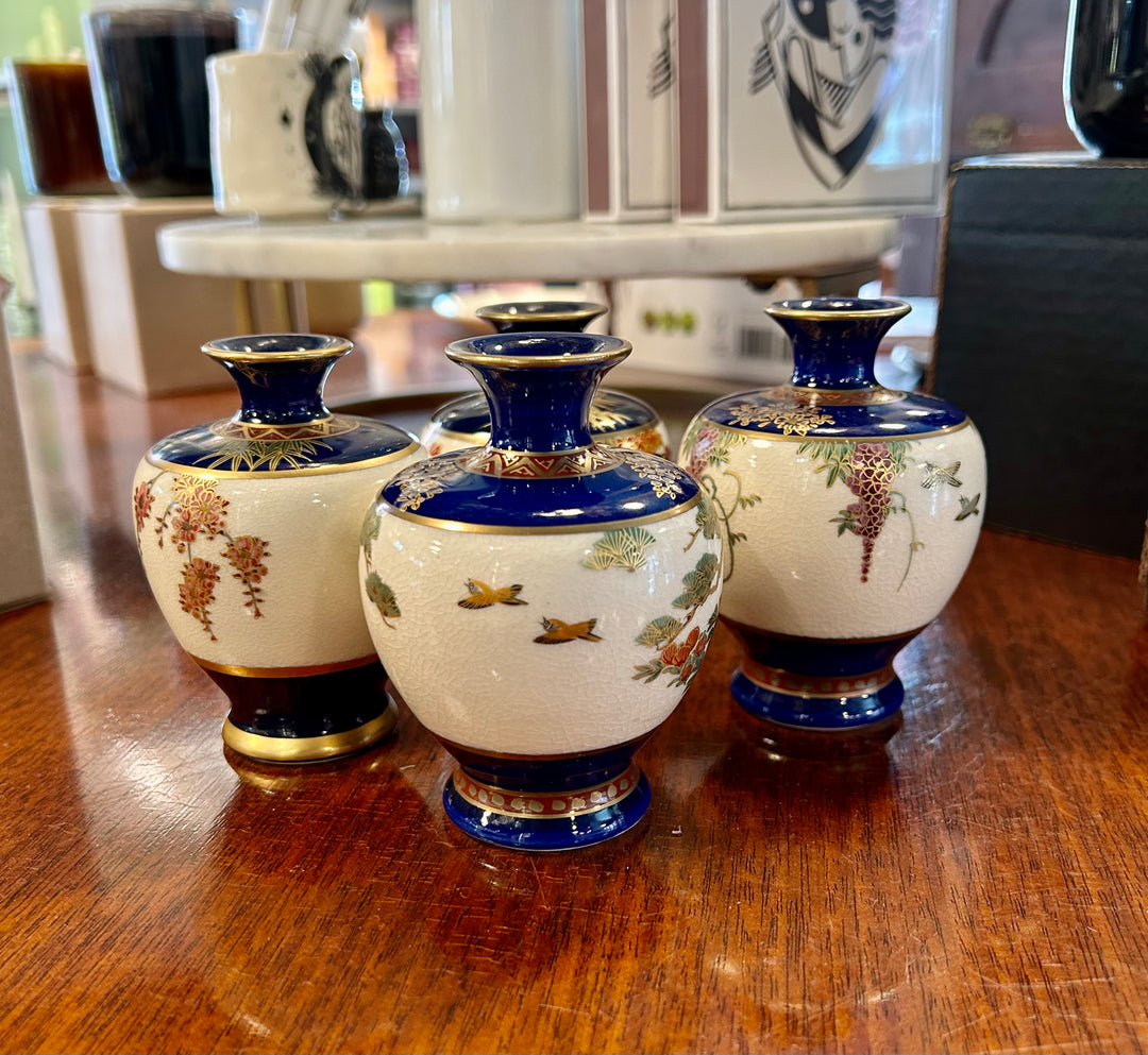 Asian Blue Porcelain Floral Vase