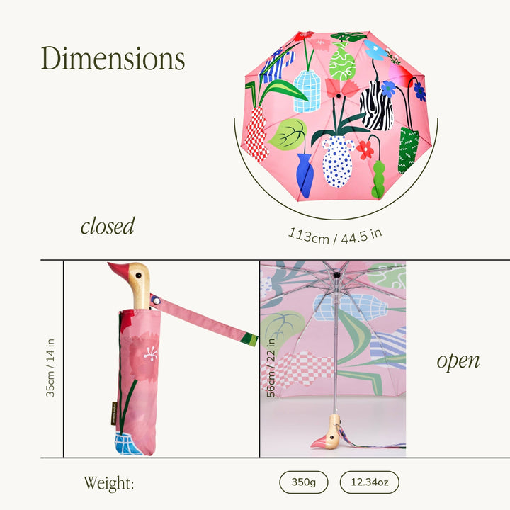 Vases Pattern Compact Eco-Friendly Duckhead Umbrella