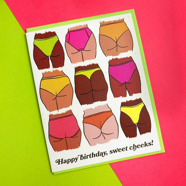 Sweet Cheeks Butt Birthday Card: Clear sleeve
