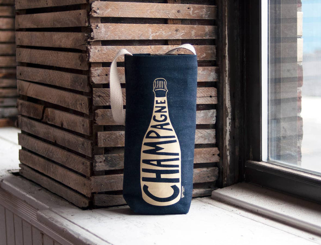 Champagne Single Wine Totes: Denim