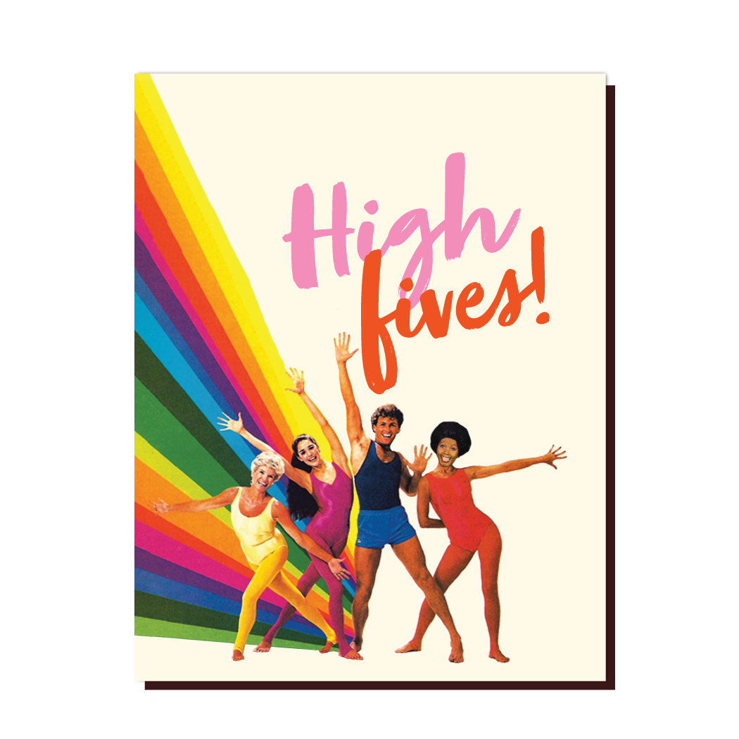 HIGH FIVES 80's congratulations card