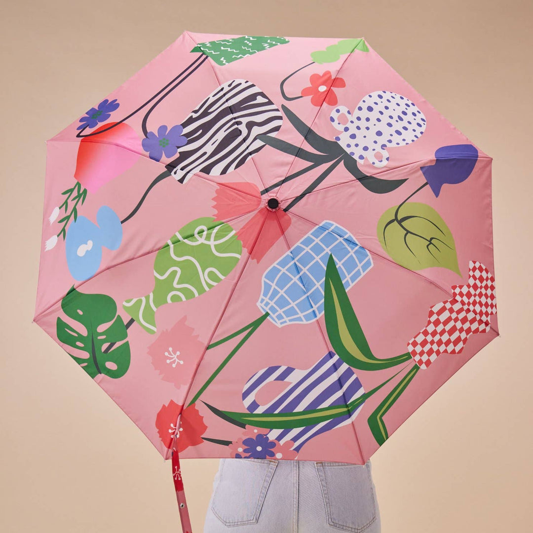 Vases Pattern Compact Eco-Friendly Duckhead Umbrella