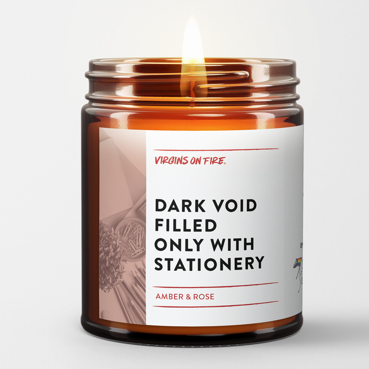 DARK VOID FILLED ONLY WITH STATIONERY (Amber & Rose) Candle
