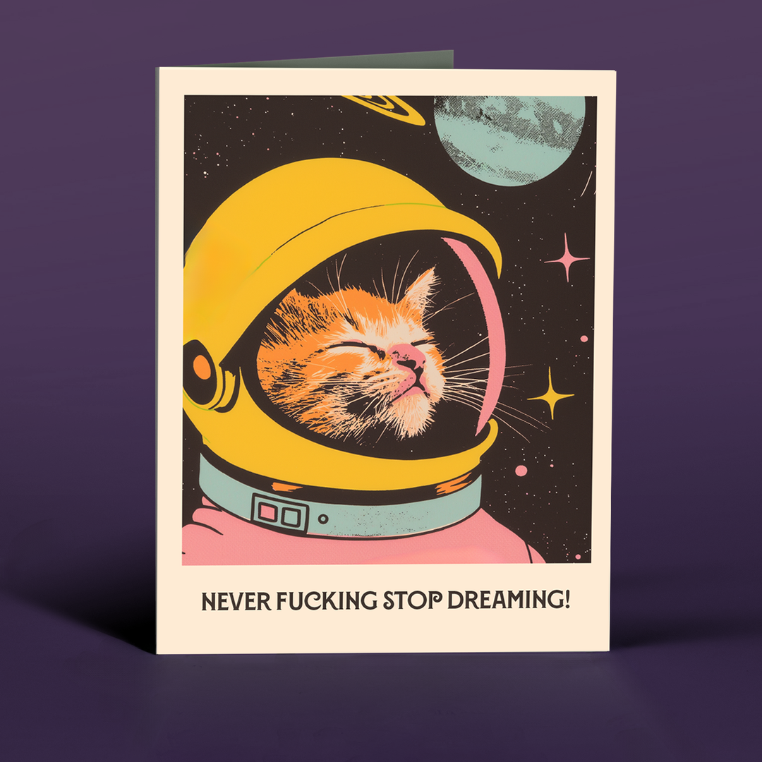 SPACECAT DREAMING funny card
