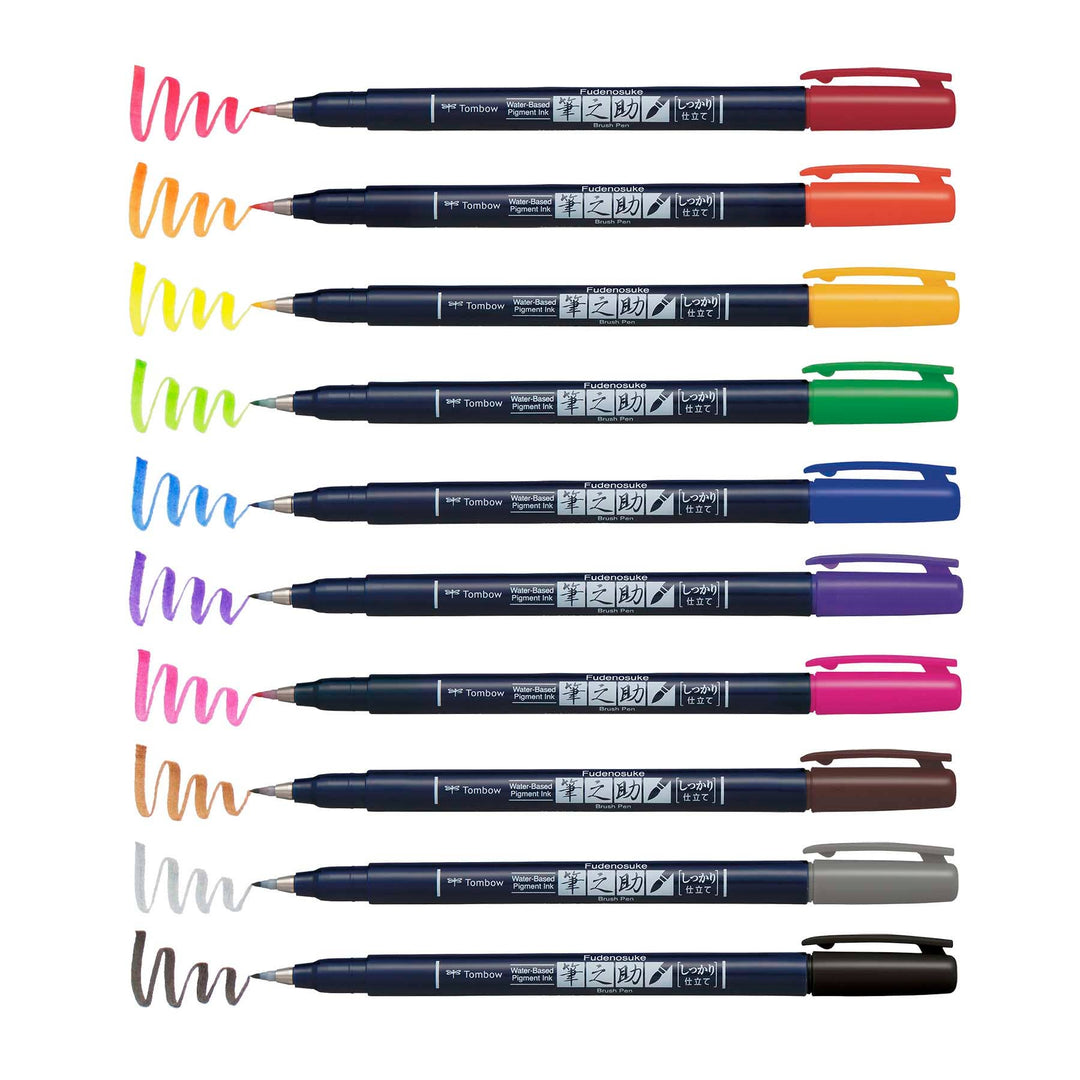 Fudenosuke Colors Calligraphy Brush Pens 10-Pack