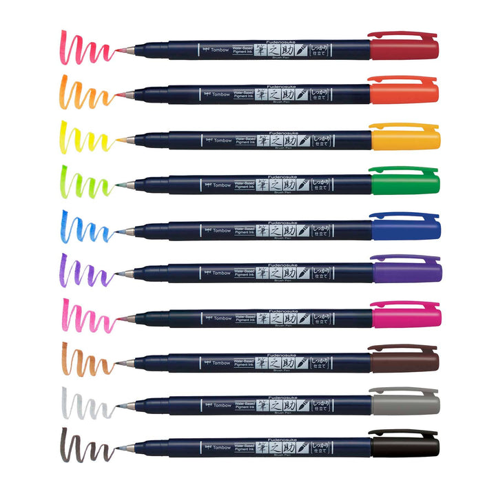 Fudenosuke Colors Calligraphy Brush Pens 10-Pack