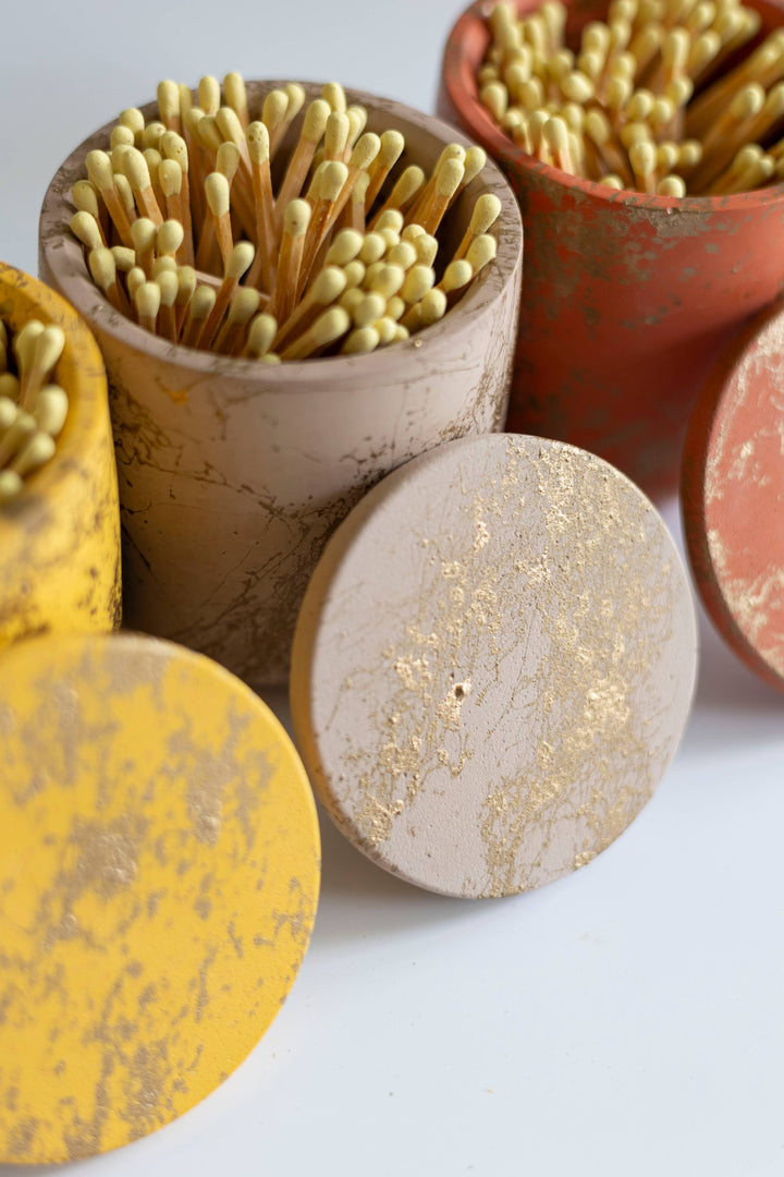 LTD Ed Yellow & Gold Two Piece Match Holder