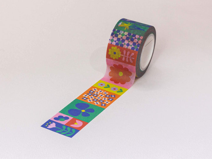 Flowerblock 25mm • Colorblock Flowers Wide Washi Tape