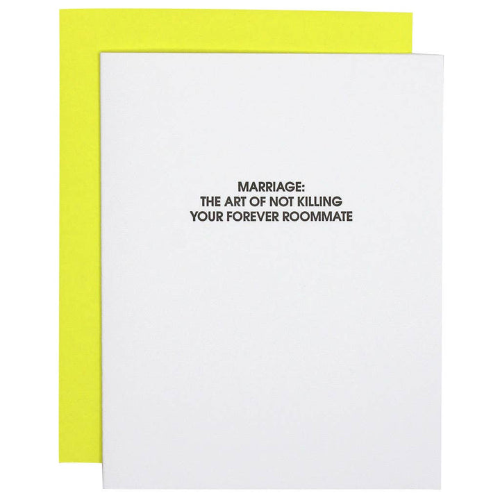 Marriage: Forever Roommate Letterpress Greeting Card