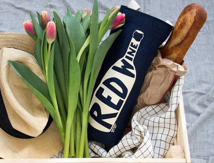 Red Single Wine Totes: Natural