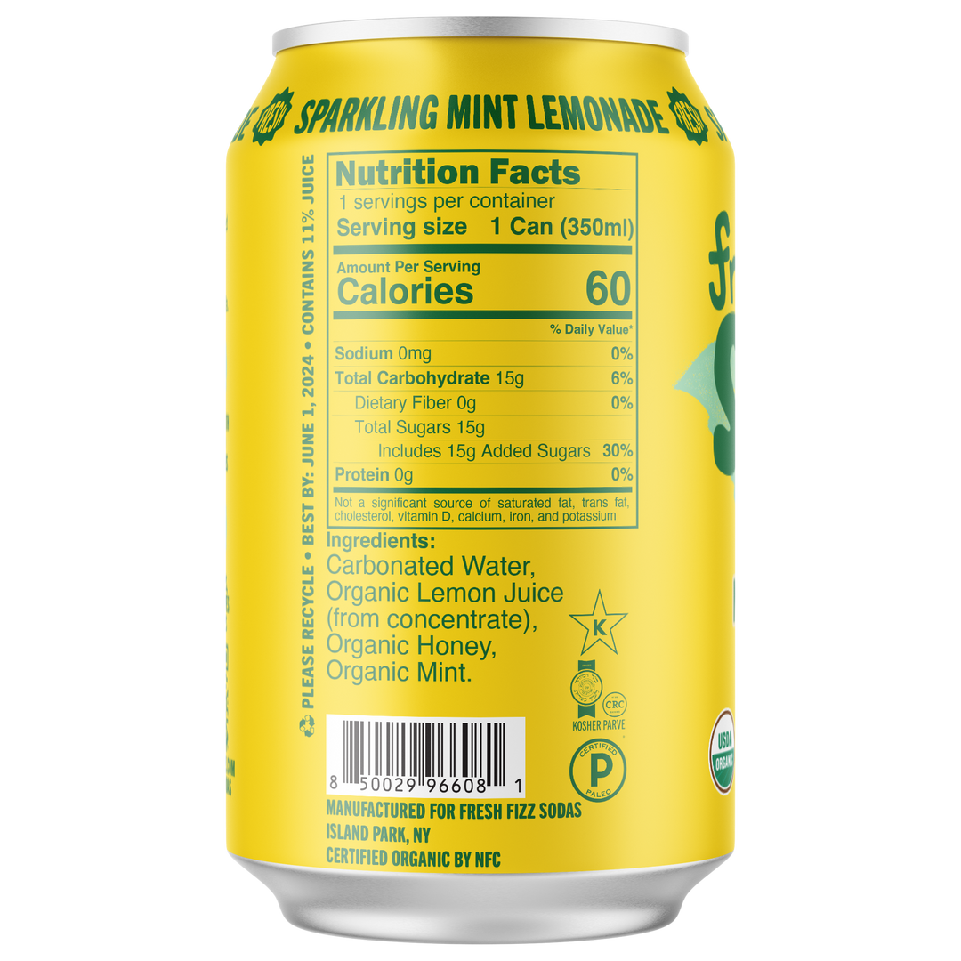 Sparkling Mint Lemonade - Natural Soda (12-Pack)