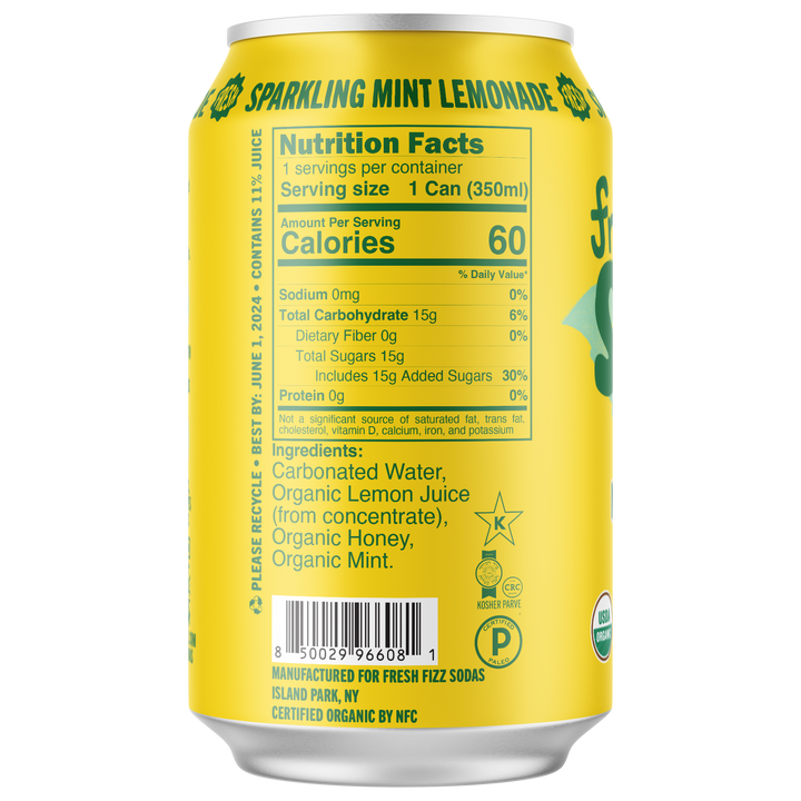 Sparkling Mint Lemonade - Natural Soda (12-Pack)