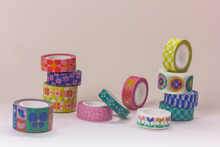 Primrose Party 15mm • Retro Scattered Flowers Washi Tape