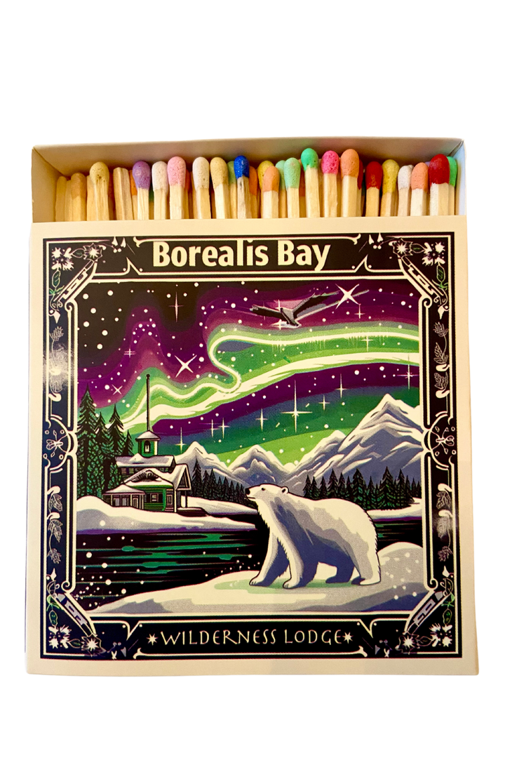 Aurora Borealis Bay Winter Luxury Safety Match Box
