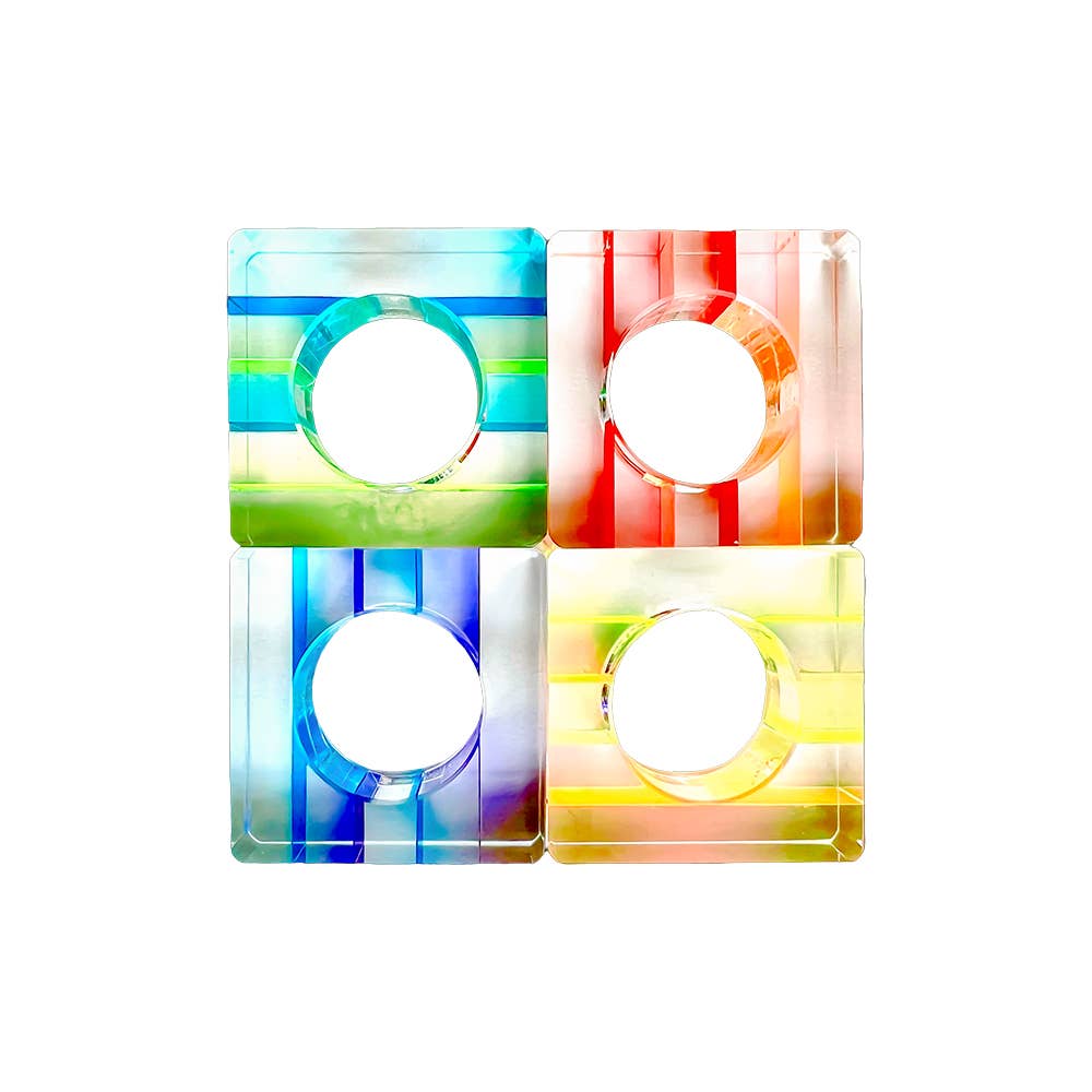 Napkin Rings - Set of 4: Blue-Green / Square