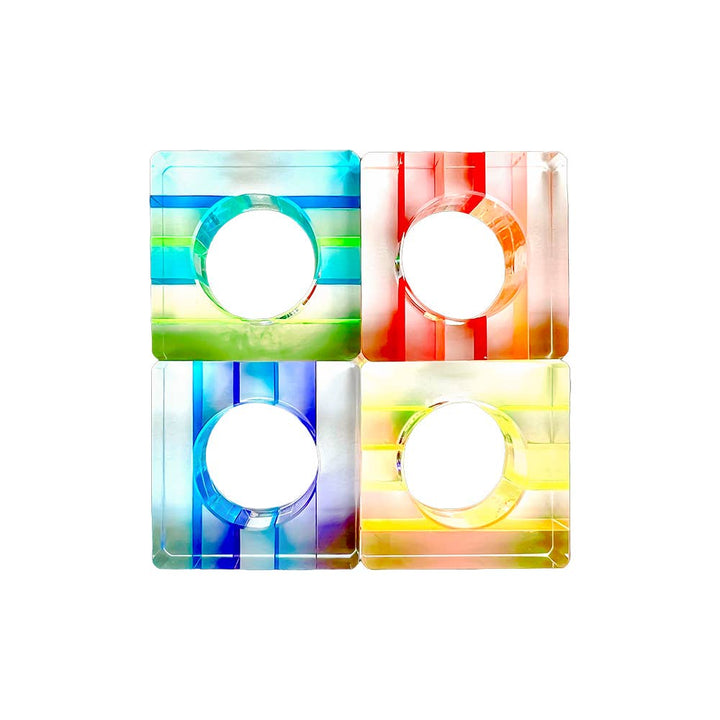 Napkin Rings - Set of 4: Blue-Green / Square