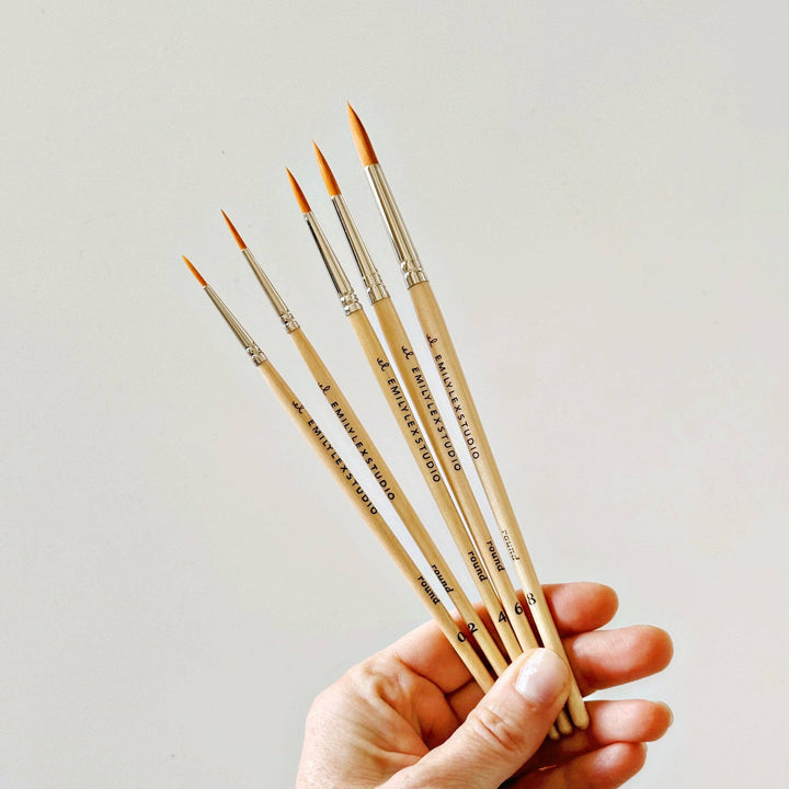Watercolor Wood Paint Brushes Set of 5
