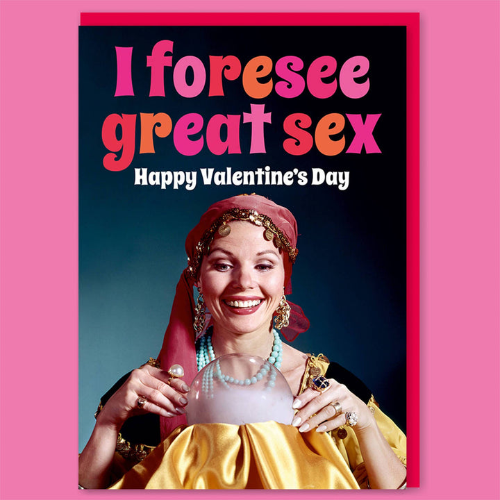 I foresee great sex Valentine's Day Greeting Card