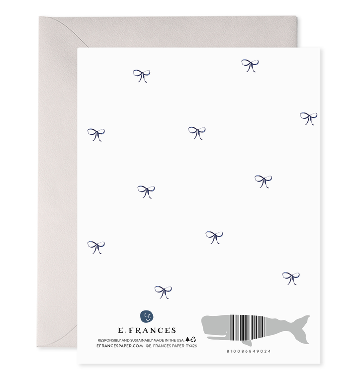 Big Navy Striped Bow Thank You Note Greeting Card
