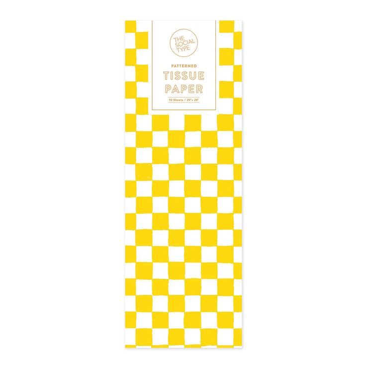 Yellow Checker Tissue Paper