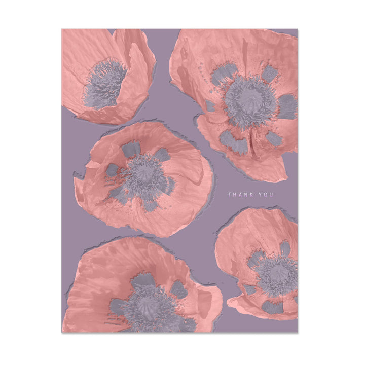 Brooklyn Lavender And Pink Poppies Thank You Card