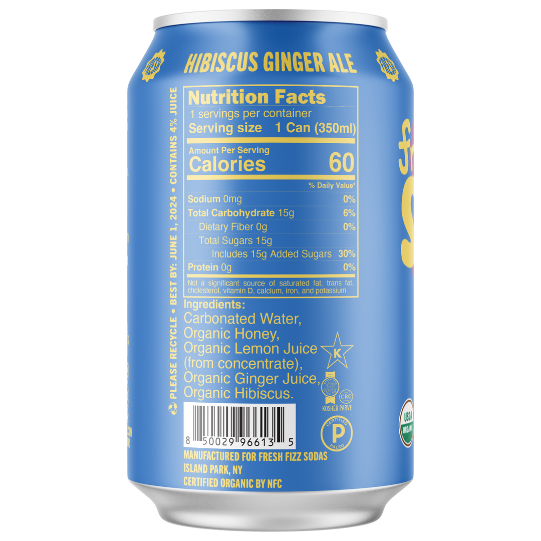 Hibiscus Ginger Ale - Natural Soda (12-Pack)