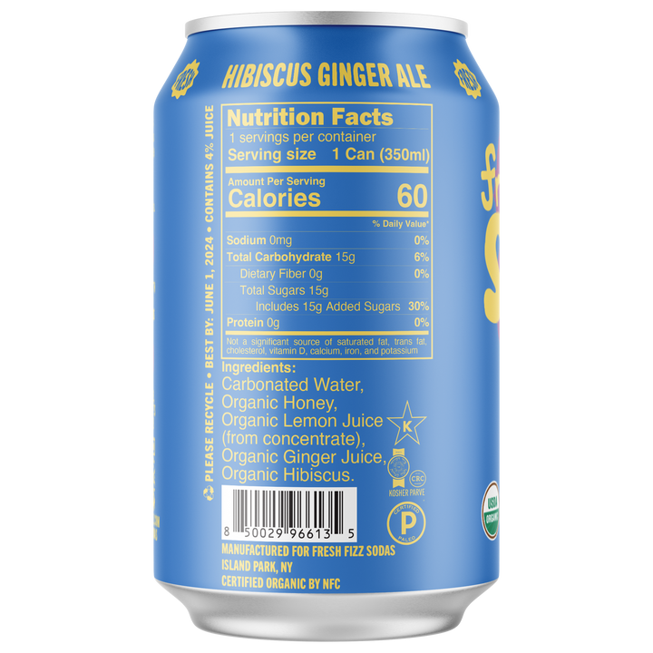 Hibiscus Ginger Ale - Natural Soda (12-Pack)